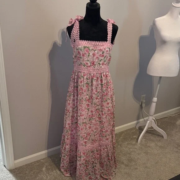 Blu Pepper Pink Floral Maxi Dress - Picture 1 of 8